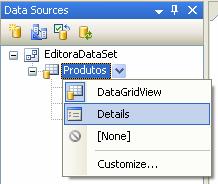 Criação de controlos Text Box ligados a uma fonte de dados Depois de ter criado um uma fonte de dados, pode utilizar controlos TexstBox para visualizar, inserir, actualizar e eliminar dados.