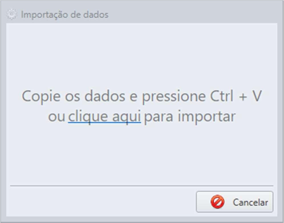 Importação É necessário copiar os dados para proceder á importação.