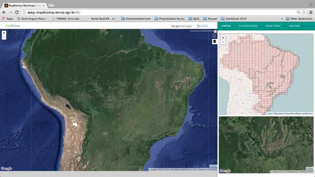Figure 2. Interface do programa Web MapBiomas que implementa as etapas de processamento digital das imagens Landsat para o mapeamento da cobertura do solo.