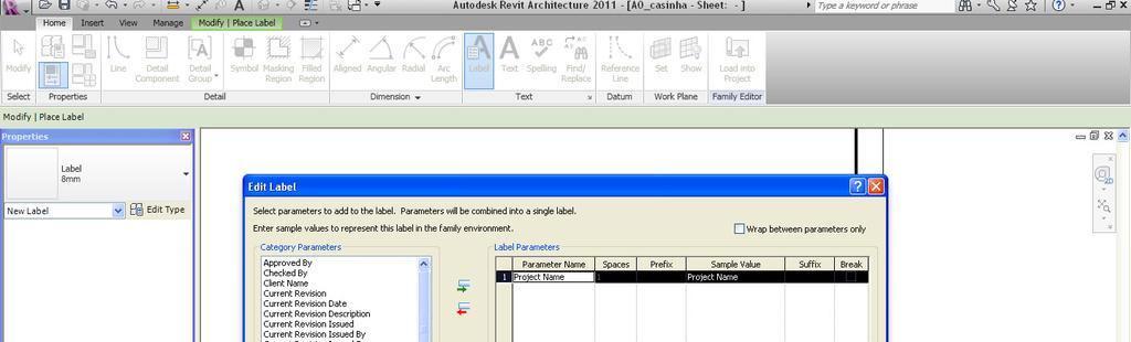 Para criar os textos referentes a data, título, escala e a folha de projeto iremos usar a ferramenta Label, para que estes