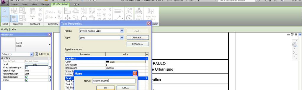 Selecione o parâmetro Project Name. Clique em Add parameter to the label. Clique em Ok.