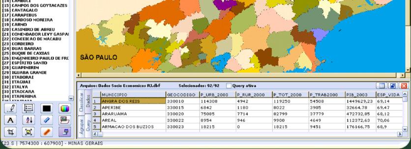: Agrupar municípios segundo o campo [ESPERANÇA DE VIDA] Mapa dos municípios do Rio de Janeiro x Tabela de dados dos municípios Elaborados a partir de tabulações alfanuméricas (Dado Informação).
