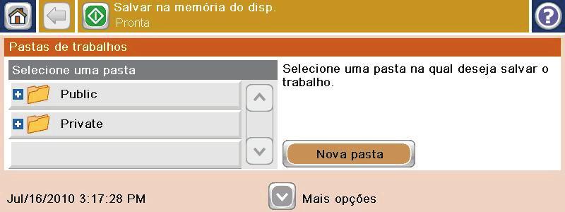 Envie um documento digitalizado para uma pasta na memória do produto Use este procedimento para digitalizar um documento e salvá-lo no produto para poder