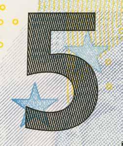Registo frente / verso nota de 20, série 1 Impressão em relevo Na frente das notas de euro, alguns dos elementos do