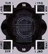 Elementos de segurança 17 O holograma apresenta ainda, quando observado à transparência, o símbolo euro a ponteado.