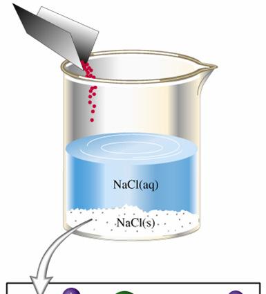 Adição de NaCl* (s) a uma solução saturada de NaCl com corpo de