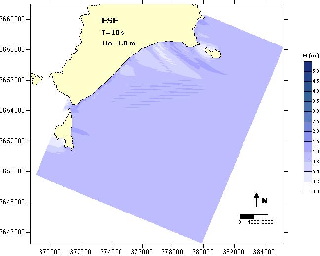 Direcções ao largo de SSW e SSE. Figura 8 - Alturas de onda junto à praia do Porto Santo.