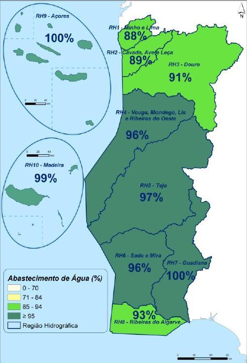 A nível nacional, o índice de abastecimento das regiões hidrográficas encontra-se acima dos 95%, como se pode observar na figura.4.