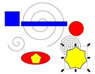 Figura 28. Agrupar e desagrupar objectos (2º e 3º botão da esq.
