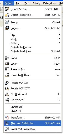 figuras, pressionando o botão "Distribute centers equidistantly horizontally. NOTA FINAL: Este é um manual/guia/tutorial Básico para se iniciar o trabalho no InkScape.