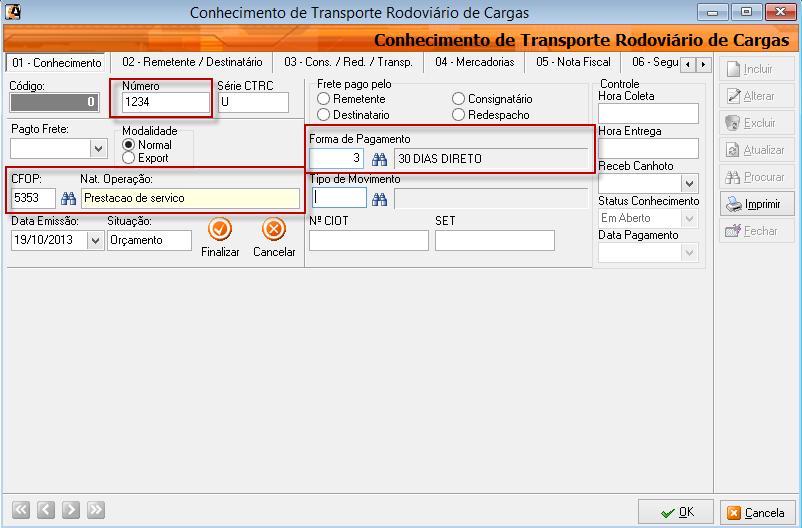 2º Passo Lançar os conhecimentos de frete; No módulo Administrativo.