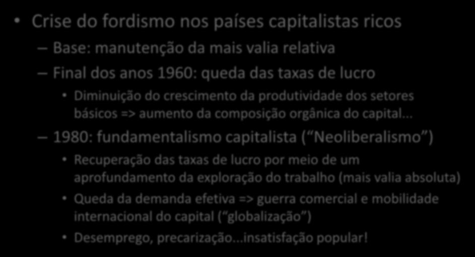 Bases econômicas do fracasso (?