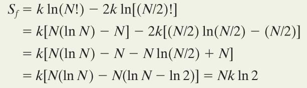 Cálculos Como as moléculas estão em um recipiente fechado, podemos calcular a multiplicidade W dos microestados usando a equação na qual N é o número de moléculas do gás.
