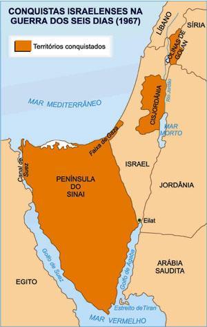 milhares de palestinos são expulsos para os países vizinhos. Como territórios palestinos restaram a Faixa de Gaza e a Cisjordânia, ocupadas respectivamente por tropas egípcias e jordanianas.