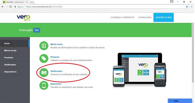 Clique em CERTIFICADOS.
