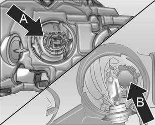 176 Cuidados com o veículo 3. Retire a lâmpada com o conector (A), puxando o soquete para trás do farol. 4.