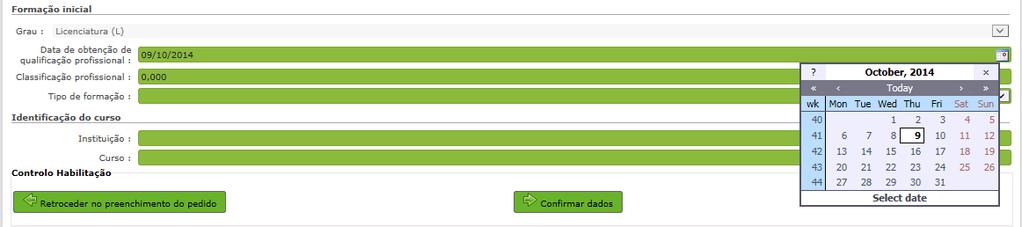 permitiu aceder à profissionalização nestes grupos. Nos restantes grupo de recrutamento, este campo surge bloqueado no grupo de recrutamento indicado no campo anterior.