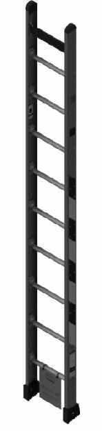 PERFIL U RITZGLAS Escadas simples e extensíveis, com longarinas de fibra de vidro formato U, degraus redondos de alumínio com ranhuras antiderrapante, com cinta de náilon ou metálica e sapata de
