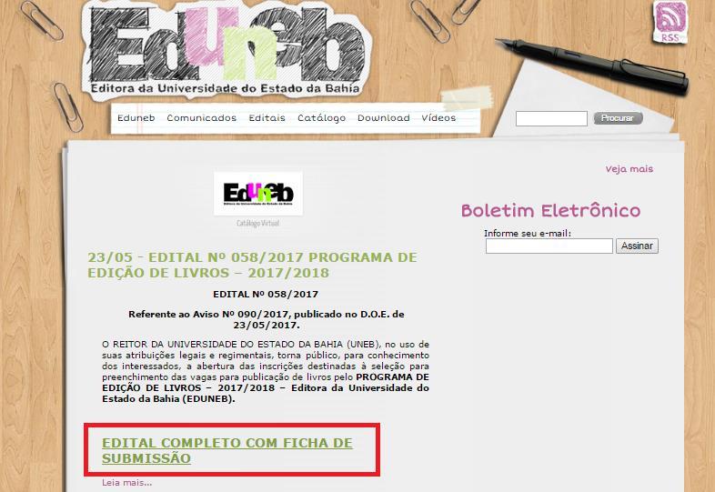 Instruções: 1 - Acesse a página da IRDEB, através do link (http://eduneb.uneb.br/).