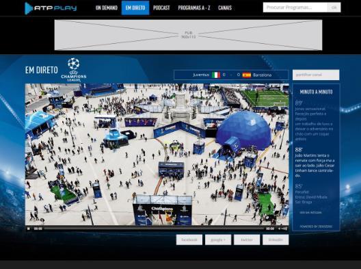 Fotogalerias/Imagens do dia Magazine (RTP Play) da UCL em VOD Resultados e Classificações (por fases e grupos) Minuto-a-minuto RTP PLAY: