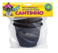 182 (preto) EAN 7898093551140 Kit Vaso Quadrado 9 cm Embalagem com três vasos quadrados de 9 cm