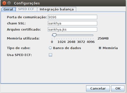 aberta a tela de configurações conforme a imagem