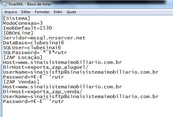 Estes dados irão ser gravados no arquivo SINAIXML.