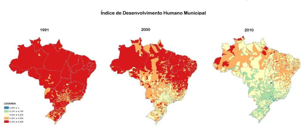 Mapas 1, 2 e 3 Índice de Desenvolvimento Humano Municipal