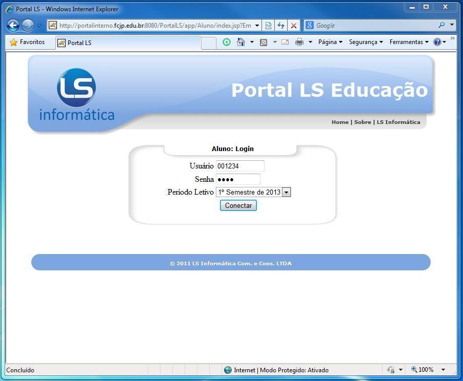 O nome de usuário e senha do portal do aluno é gerado automaticamente no ato de matrícula pela Secretaria Acadêmica.