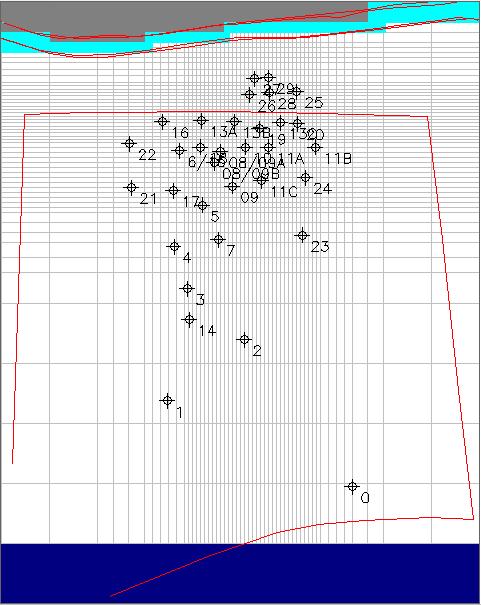 Análise de incerteza de cenários de bombeamento e tratamento em áreas contaminadas Figura 9 - Malha com diminuição do tamanho de células na área de maior interesse Figure 9 - Mesh with decreasing