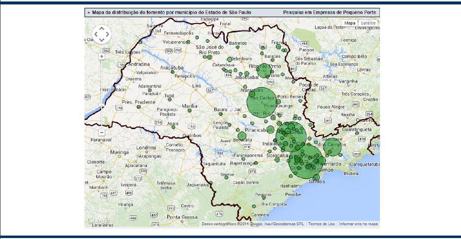 Distribuição dos projetos PIPE em SP no ano de 2014 24 Em