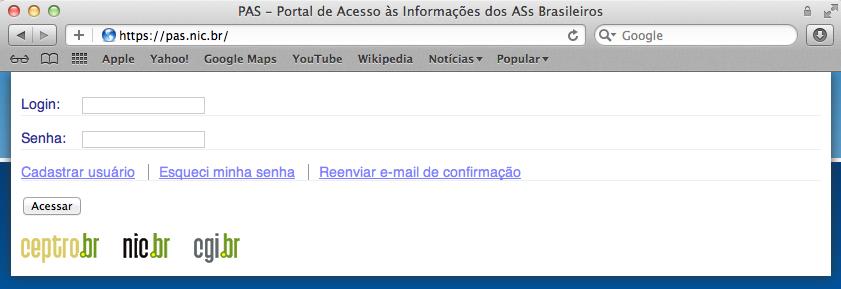 PAS Portal para visualização dos dados dos ASN Acesso via https://pas.nic.