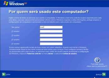 Nesta tela podemos definir até 5 usuários para utilização do sistema. Podemos definir quantos mais quisermos posteriormente.