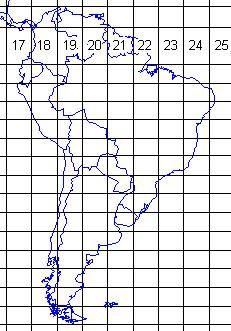 74 o W 68 o W... λ=6 o 8 o 74 o E 68 o E 6 59... Número dos fusos Considerando a convenção utilizada na numeração dos fusos da CIM, são mostrados na Figura.