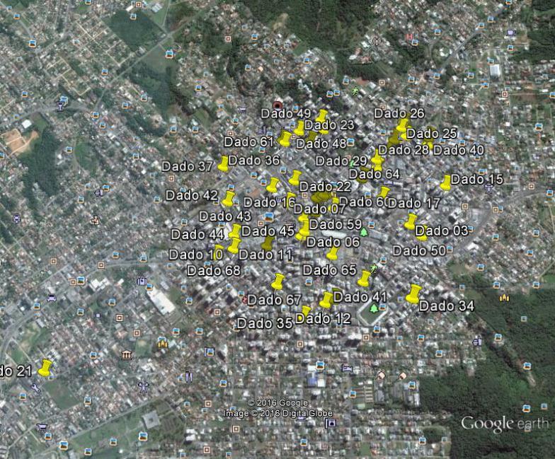 8 Figura 06 Plotagem dos dados coletados. Fonte: Google Earth (2016, adaptado).