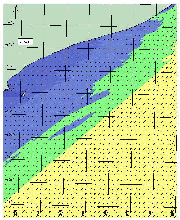 113 recebe ventos moderados e constantes e ondas de curto período com altura significativa variando de 1,3 a 1,6 metro (SOUZA 1988), (Figura 39).