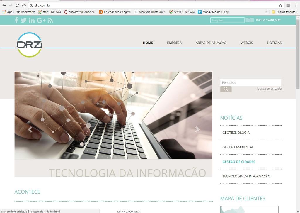 2 1. WebGIS Acesso e visão geral do mapa Para se ter acesso ao WebGIS de Rosana, deve-se primeiramente acessar ao site da DRZ Geotecnologia e Consultoria: http://drz.com.br.