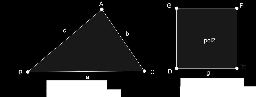 Percebe-se que o perímetro do triângulo é maior que o perímetro do quadrado. Modifica-se a aparência dos Textos, conforme Figura 49. Figura 49 Áreas e perímetros dos polígonos.