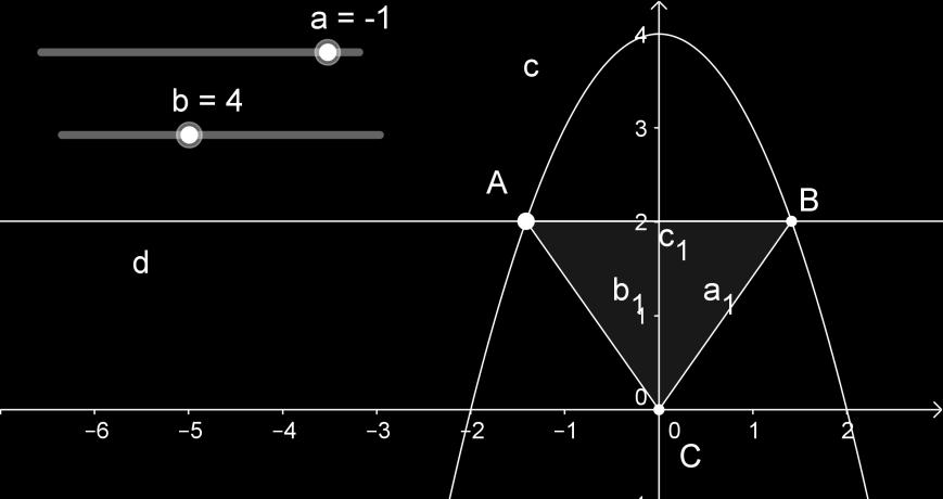 Clicase, ainda, na origem do plano cartesiano, definindo-se assim o ponto C. Seleciona-se a ferramenta Polígono e constrói-se o triângulo ABC, conforme Figura 76.