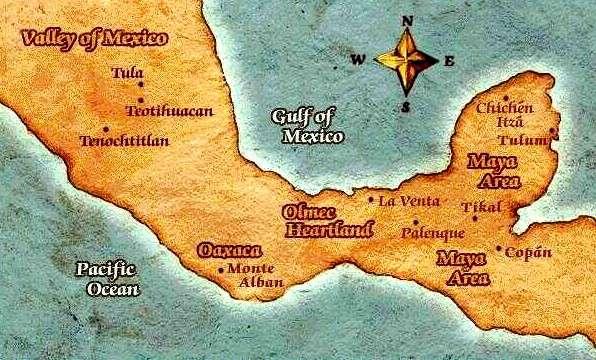 As principais civilizações na América Central, em ordem cronológica e suas respectivas cidades foram: a olmeca (La Venta),