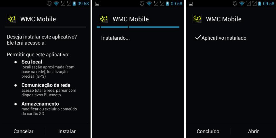 software WMC Mobile basta pressionar o botão