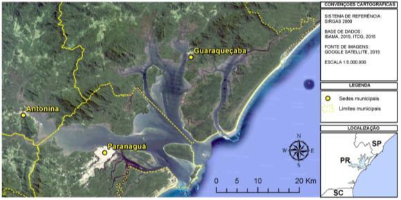 Figura 4 - Representação gráfica do CEP. Em destaque a Baía de Antonina e a Baía de Paranaguá.
