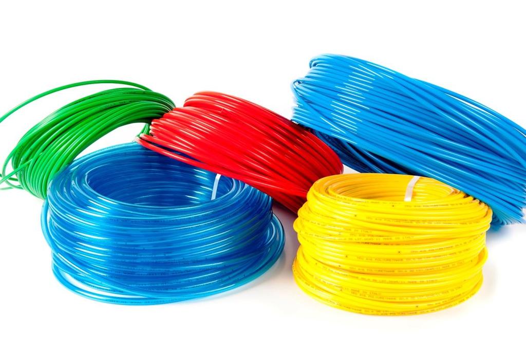 TUBO EM POLIAMIDA 12 (NYLON) Os tubos em poliamida são utilizados em circuitos de ar comprimido e estão disponíveis em várias cores.