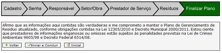 FINALIZAÇÃO DO PLANO Após o preenchimento de todas as etapas do PGR online, clique em Enviar e Concluir para protocolar Se seu PGR está protocolado, já foi enviado à Prefeitura Municipal.