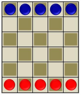 Batalha dos Peões (5) 1) Cada jogador possui 5 peças já colocadas no tabuleiro. 2) O objetivo é levar uma de suas peças até o outro lado do tabuleiro ou capturar todas as peças adversárias.