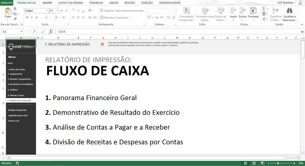 3 Relatório de Impressão Um outro relatório bem importante quando o assunto é Excel é o relatório de impressão. É nele que você vai tangibilizar todas as informações da sua planilha para o papel.