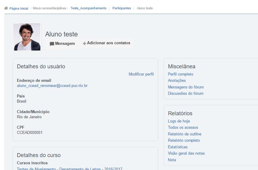 Inativo por mais de: permite selecionar um período para ver há quanto tempo os alunos estão inativos no curso/disciplina.