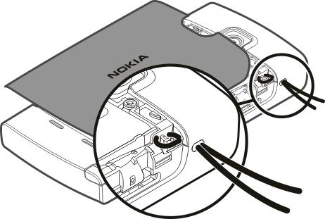 O seu dispositivo 39 Colocar uma correia de pulso Sugestão: Pode utilizar a caneta para agarrar no fio. Remover o cartão SIM 1 Remova a tampa posterior e a bateria, caso esteja inserida.
