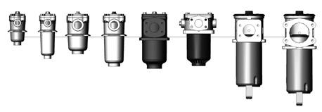 Os filtros consistem de uma carcaça de filtro com tampa aparafusada: Os filtros M e F consistem de um cabeçote de filtro com um recipiente de filtro e tampa aparafusada (no F com válvula de