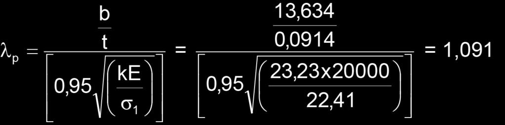 Onde Ψ é a relação σ 2 /σ 1 empregada no cálculo do coeficiente de flambagem local k. k = 4 + 2(1 - Ψ )³ + 2(1 - Ψ ) (Caso d na tabela 4.